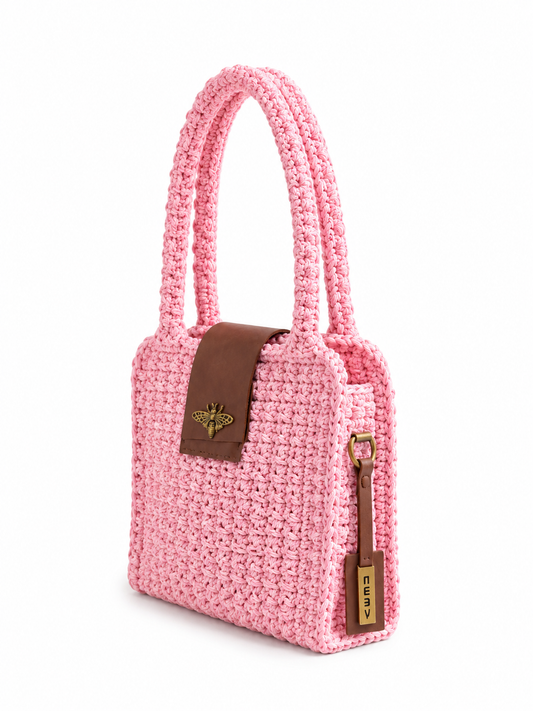 Mini Raffia Bee In Pink