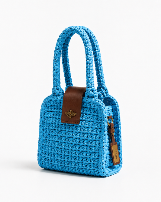 Mini Raffia Bee In Blue
